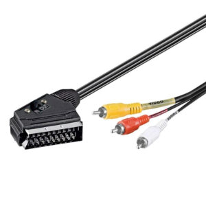 Audio/Video kablosu 1 x 21pin Scart erkek/3x RCA erkek 2m GOOBAY 50364 siyah