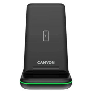 CANYON WS-304 Kablosuz Şarj Cihazı 3'ü 1 Arada Şarj İstasyonu (QI) CNS-WCS304B siyah