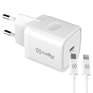 CELLY TC1C20WTYPECWH Beyaz USB-C (PD) Duvar Şarj Cihazı ve USB-C Kablosu