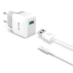 CELLY Turbo TCUSBTYPEC Beyaz USB-A USB Tip-C Kabloyla Duvar Şarj Cihazı