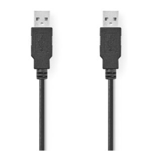 NEDIS CCGB60000BK20 Siyah USB-A Erkek/USB-A Erkek 2.0 Kablosu 2m