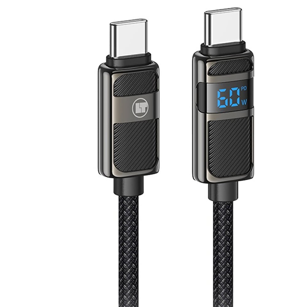 LAMTECH 60W LAM980688 Siyah 1.2m USB-C Erkek/USB-C Erkek Kablo