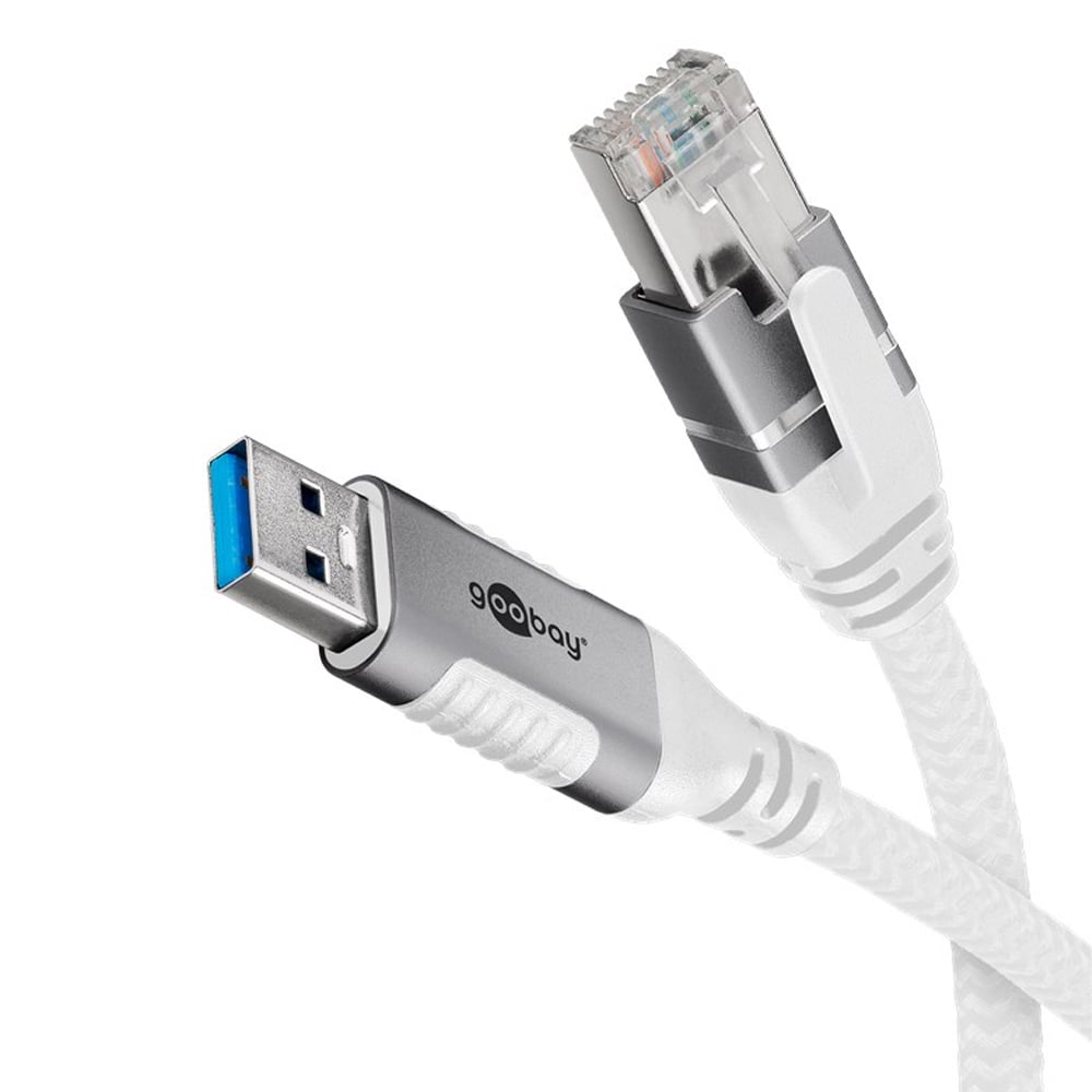 Goobay 74161 Beyaz 5m USB-A Erkek / Ethernet RJ45 Cat6 Erkek Kablo