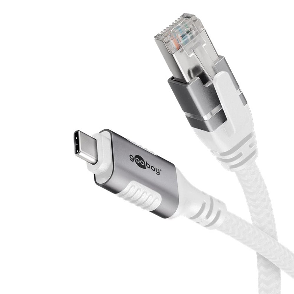 Goobay 74166 Beyaz 1.5m USB-C Erkek/ Ethernet RJ45 Cat6 Erkek Kablo