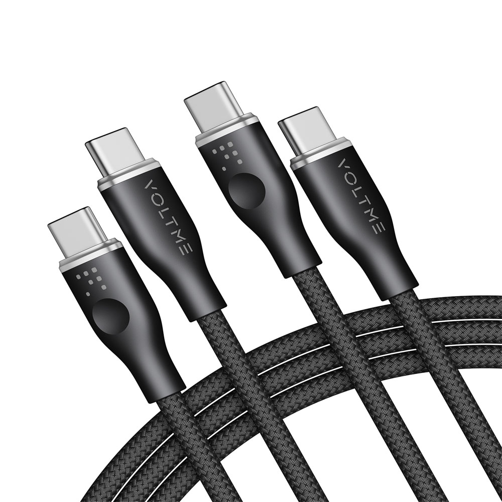 USB-C Erkek/USB-C Erkek 2.0 1.8m VOLTME Powerlink Rugg Serisi C2061 Siyah Kablo