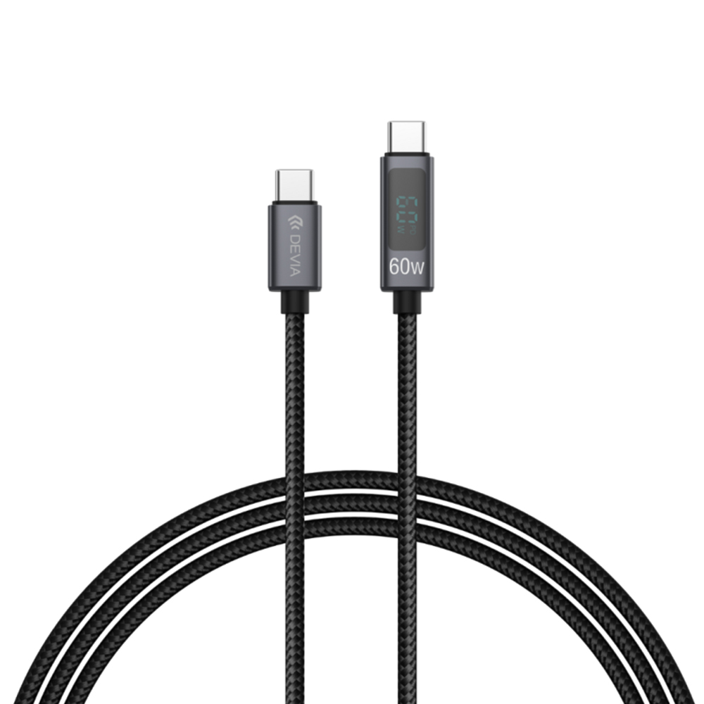 Kablo USB-C Erkek/USB-C Erkek 1.2m Extreme Speed DEVIA 60W EC313B Siyah