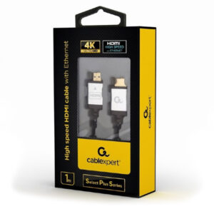 Cablexpert Select Plus Serisi CCB-HDMIL-1M 1m Ethernetli HDMI-A Erkek/HDMI-A Erkek Kablosu 4K Gümüş/Siyah