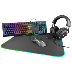 DELTACO 4'ü 1 Arada Oyun Kablolu Klavye + Mouse + Mouse Pedi + Kulaklık Seti UK GAM-084-UK