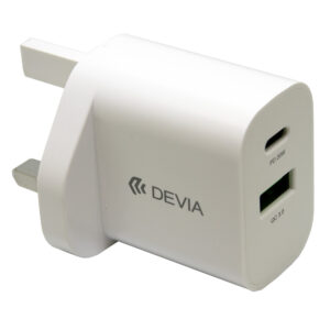 DEVIA EA435 Beyaz 20W USB-A/USB-C 2 Yönlü Duvar Şarj Cihazı (UK)