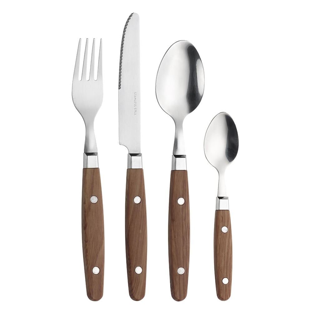 PINTINOX Country 2FA07091 Ahşap/Gümüş 24 Parça Çatal Bıçak Seti