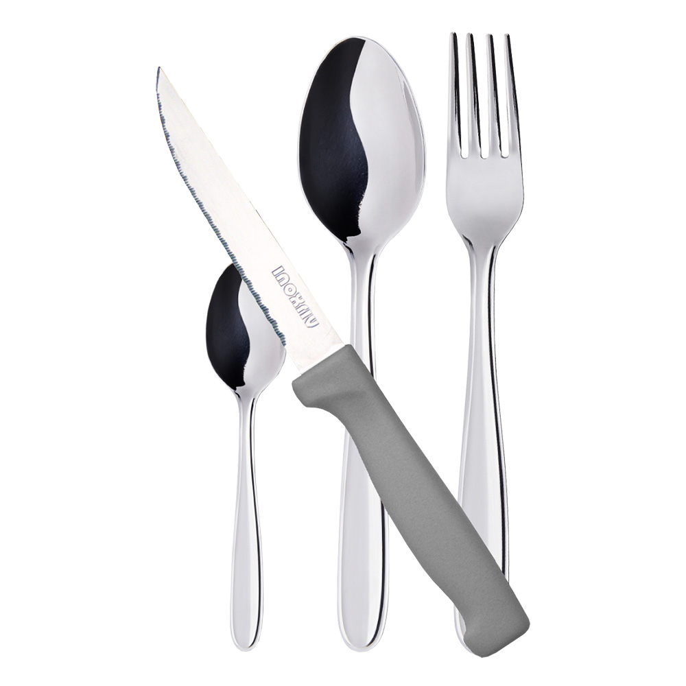 INOXRIV SuperChef 61127424 24 Parça Parlak Gümüş Çatal Bıçak Takımı