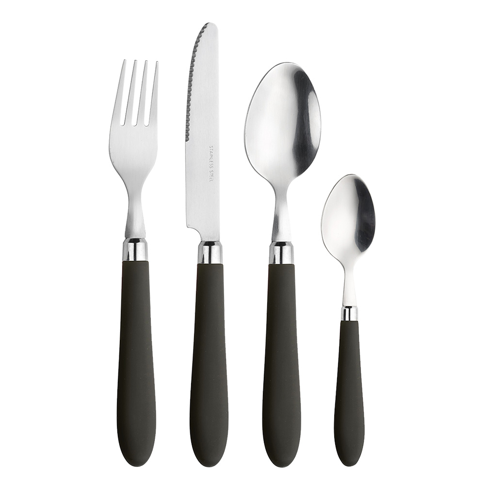 PINTINOX Daisy 2GA07091 Siyah/Gümüş 24 Parça Çatal Bıçak Takımı