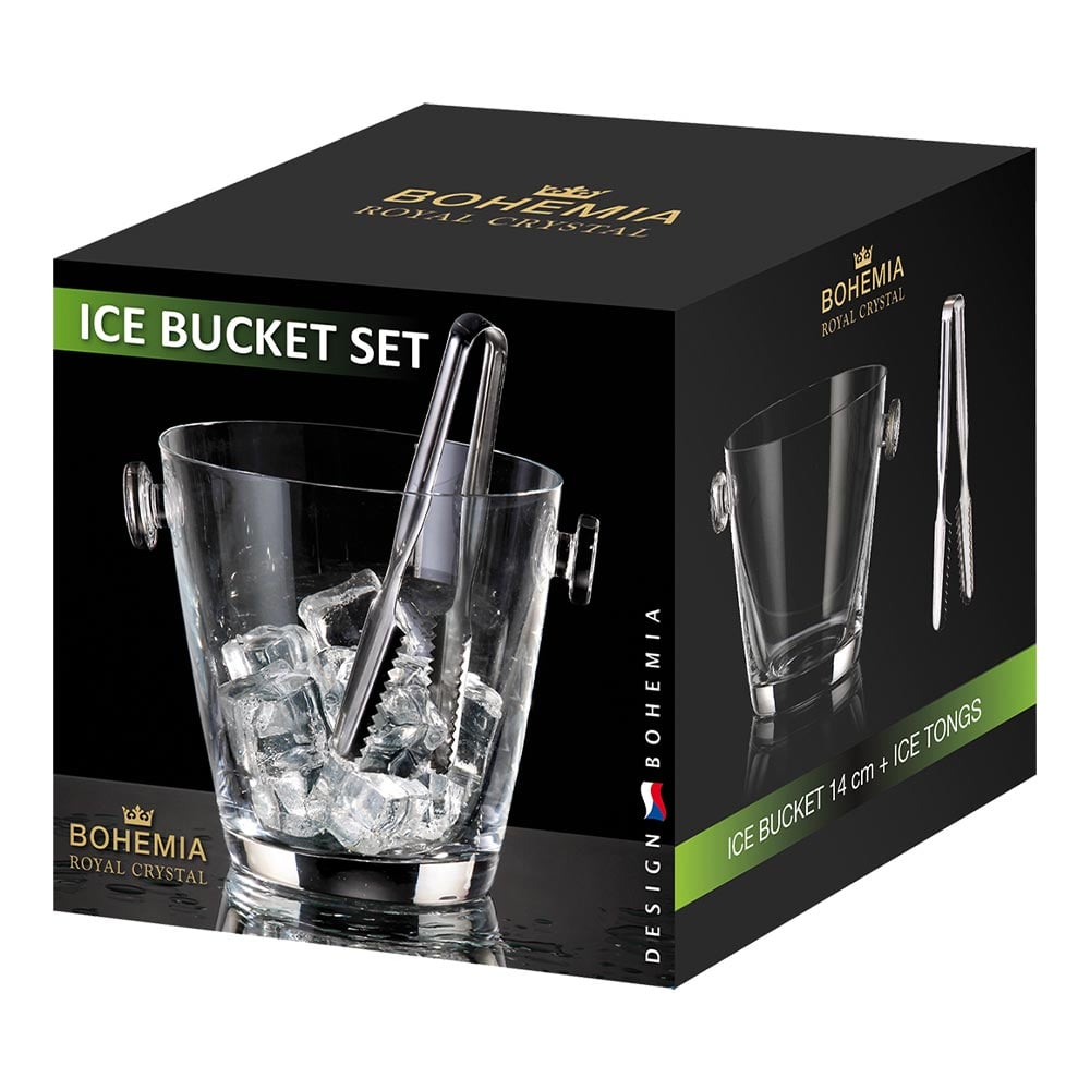 Crystal Ice Bucket + Ice Tong ROYAL CRYSTAL Bohemia 97A07