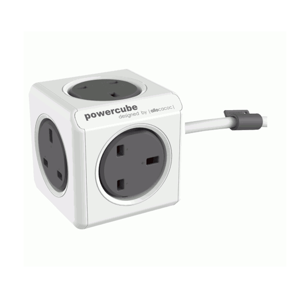 ALLOCACOC Powercube 7300GY/UKEXPC Gri/Beyaz 5 Girişli UK Uzatma Kablosu 1.5m