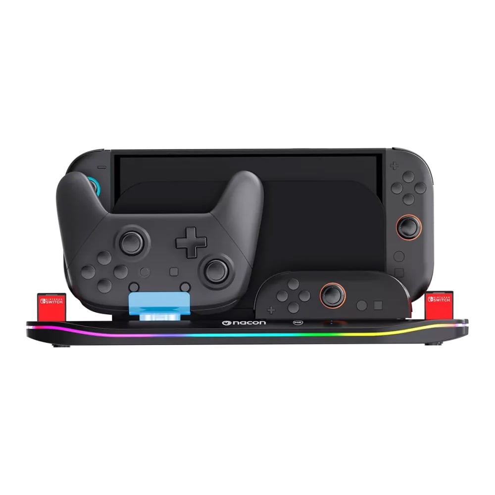 Nintendo Switch 2 + Kontrolörler için Şarj İstasyonu NACON Dock’n Store RGB siyah