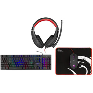 GAMING Kablolu Klavye WHITE SHARK siyah + Kablolu Gaming Mouse + Kablolu Gaming Kulaklık + Mousepad GC-4102 COMANCHE-2 GR siyah
