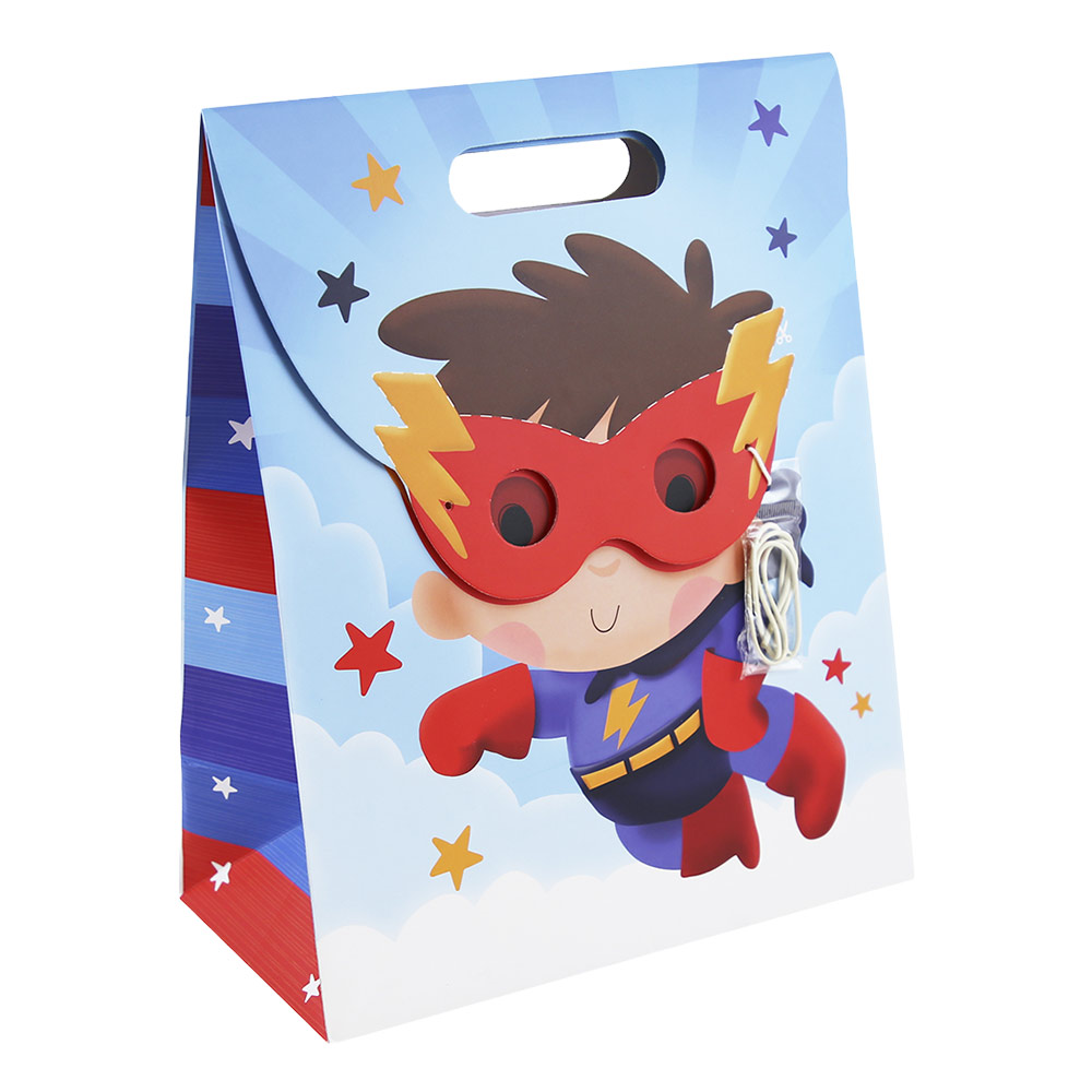 Gift Bag Hero Maske ile (L) EUROWRAP 35504-S2C mavi/kırmızı