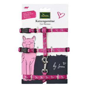 Kedi Harnesi + Tasma ``Laura Tarafından`` Pembe
