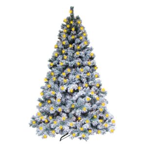 Hazır Işıklı Noel Ağacı Plug-in LED Sıcak Beyaz 210cm Kar Taneli MQECA7085F5-360L-8F