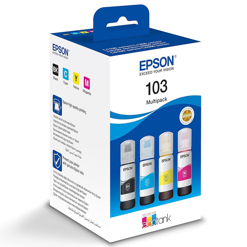 EPSON 103 EcoTank Mürekkep Şişesi Seti C13T00S64A 4'lü Siyah/Cyan/Magenta/Sarı