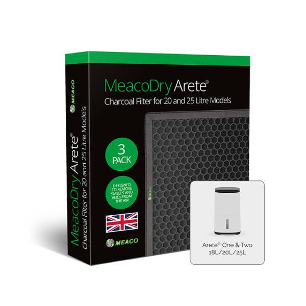 MEACO MeacoDry Nem Alma Cihazı için Arete Karbon Filtre 20 & 25 Litre, 3 adet