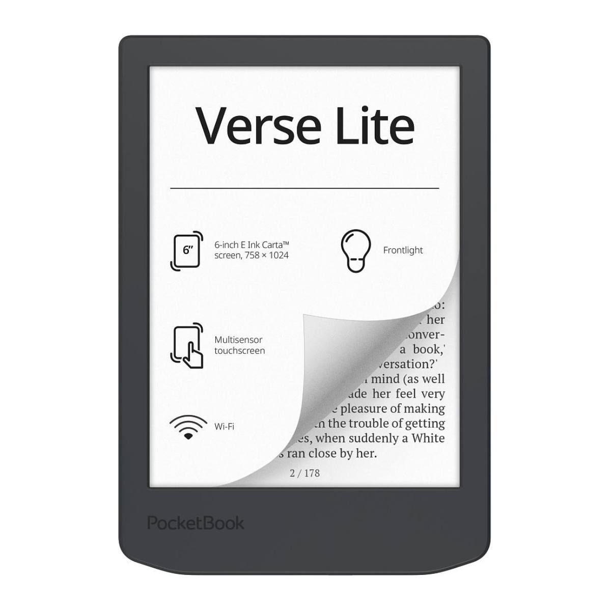 POCKETBOOK PB619-T-WW E-Kitap Okuyucu Verse Lite, Koyu Gri
