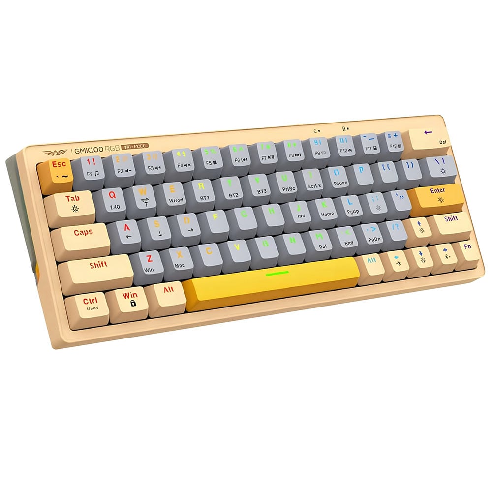 ARMAGGEDDON GMK-100 (Autumn) Kablosuz Oyuncu Klavyesi US RGB Pembe/Gris