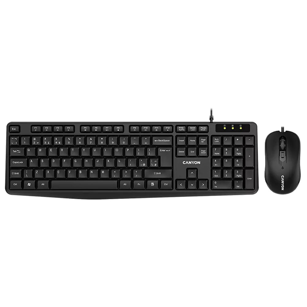 Kablolu Klavye + Mouse CANYON CNE-CSET1 US Siyah