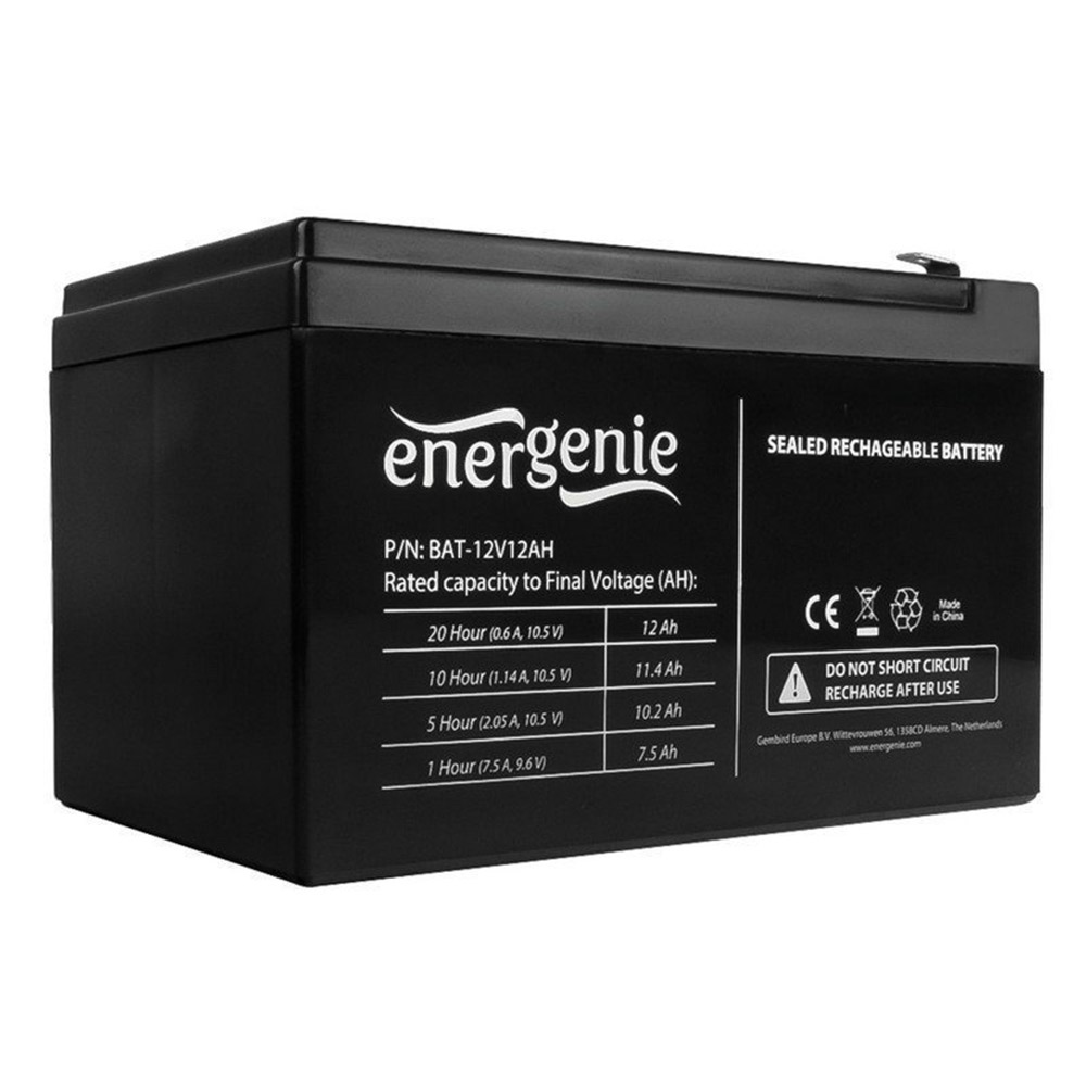 Lead Acid Akü 12V 12Ah ENERGENIE BAT-12V12AH siyah