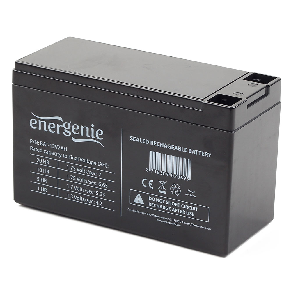 ENERGENIE BAT-12V7AH 12V 7Ah Kurşun Asit Akü Siyah