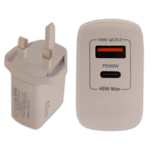 LAMTECH LAM023589 Beyaz USB-A/USB-C 2 Yönlü (PD) Duvar Şarj Cihazı