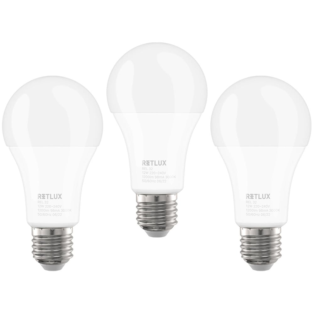 LED Lamba GLS A60 230V 12W E27 RETLUX REL 32 (3'lü Set)