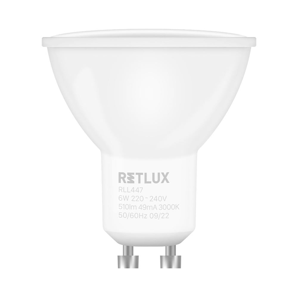 LED Spot Lamba MR16 240V 6W GU10 Kısılabilir RETLUX RLL 447