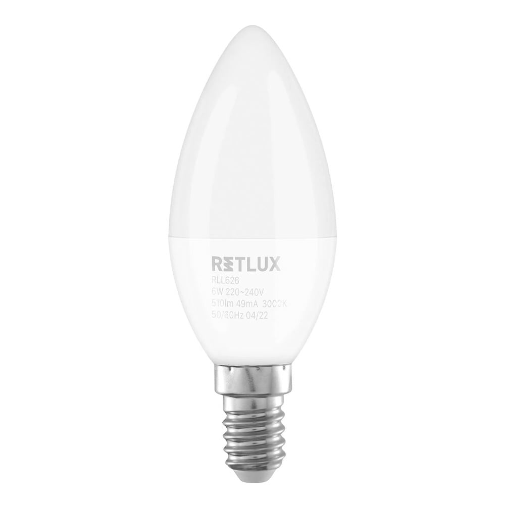 LED Mum Ampul C37 240V 6W E14 RETLUX RLL 626