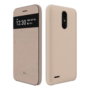 LG K10 (2017) VOIA CleanUP Pencereli Quick Kapak Kılıf gold