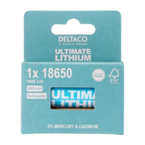 Şarjlı Lityum Pil 3.6V 18650 2600mAh DELTACO ULT-18650-1P