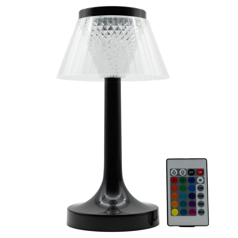 Şarjlı USB Masa Lambası Kristal Fener RGB NL-20139RC siyah