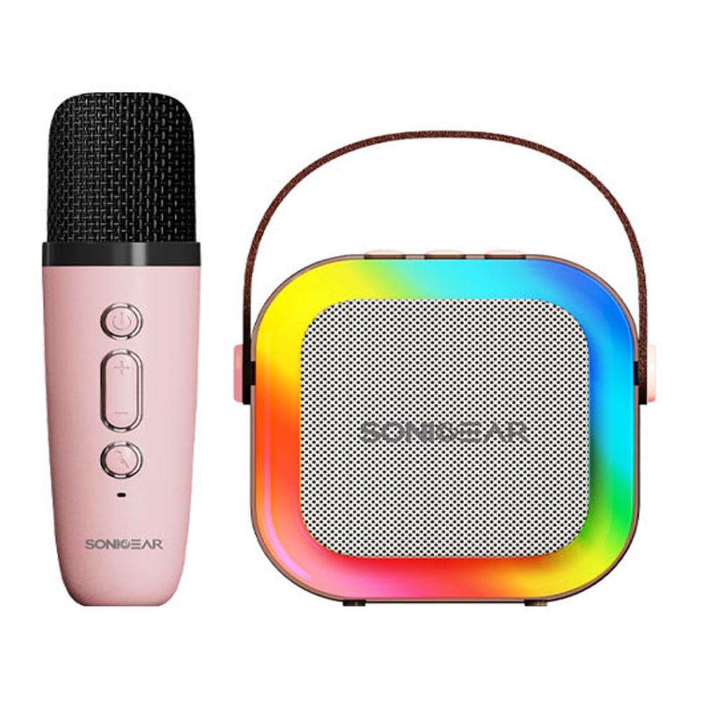Taşınabilir Hoparlör SONICGEAR IOX K200 + Kablosuz Mikrofon pembe