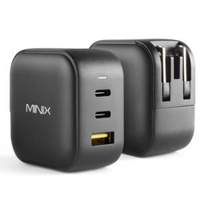 MINIX NEO-P1 siyah 3 girişli GaN USB-A/2x USB-C Duvar Şarj Cihazı