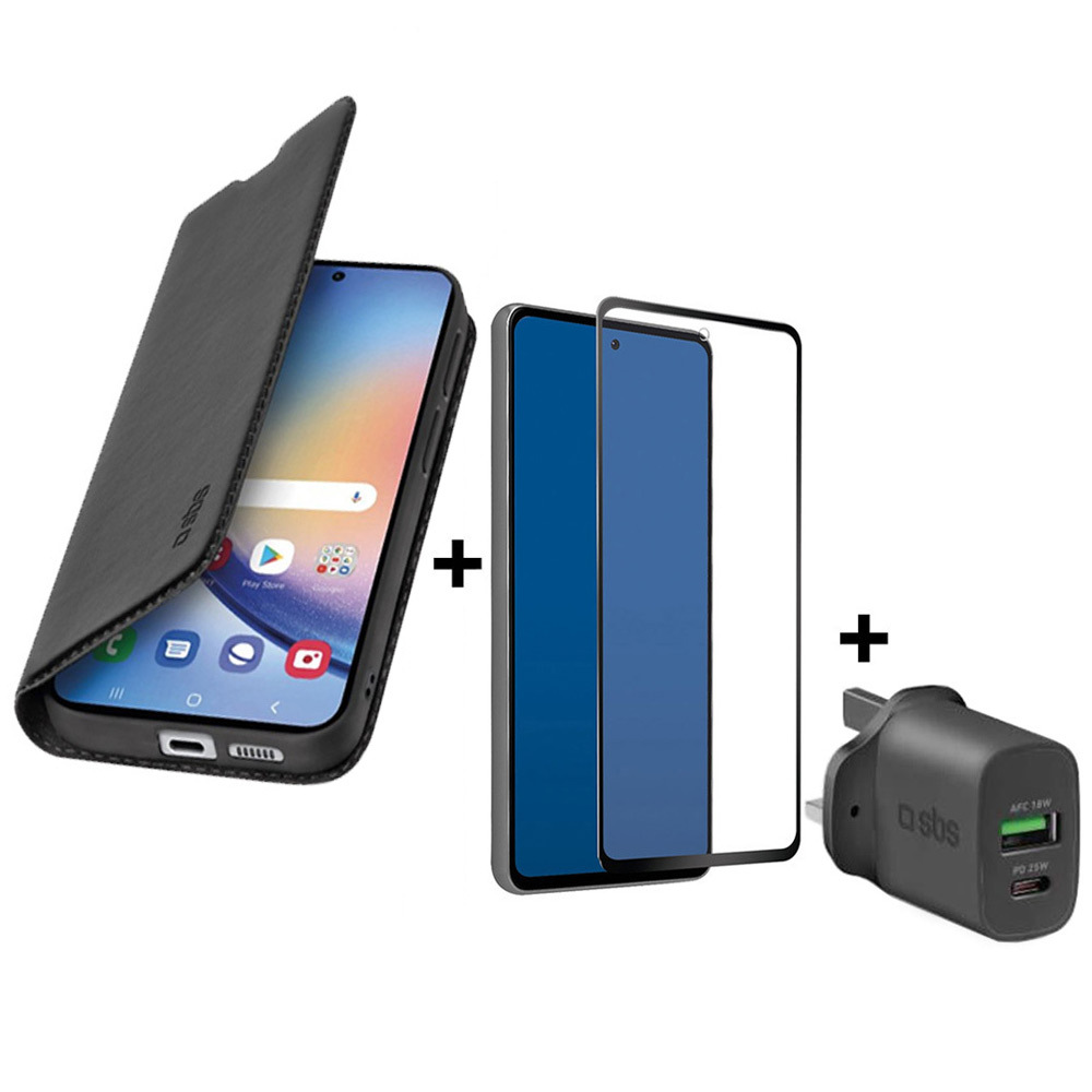 Kitap Kılıfı Iphone 17 Pro Max + Ekran Koruyucu + 3 Pin UK Şarj Cihazı SBS KITBUNDWALIP1769
