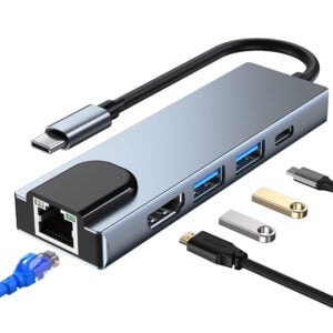 Multiport Adaptör USB-C CABLEXPERT 5 in 1 A-CM-COMBO5-04 gri