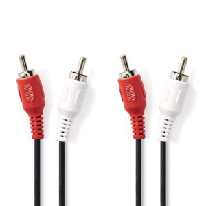 NEDIS CAGB24200BK50 5m 2x RCA Erkek - 2x RCA Erkek Ses Kablosu Siyah