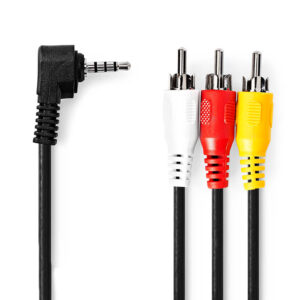 NEDIS CVGB22400BK10 1m Ses/Video Kablosu 1x 3.5mm Jack Erkek/3x RCA Erkek Siyah