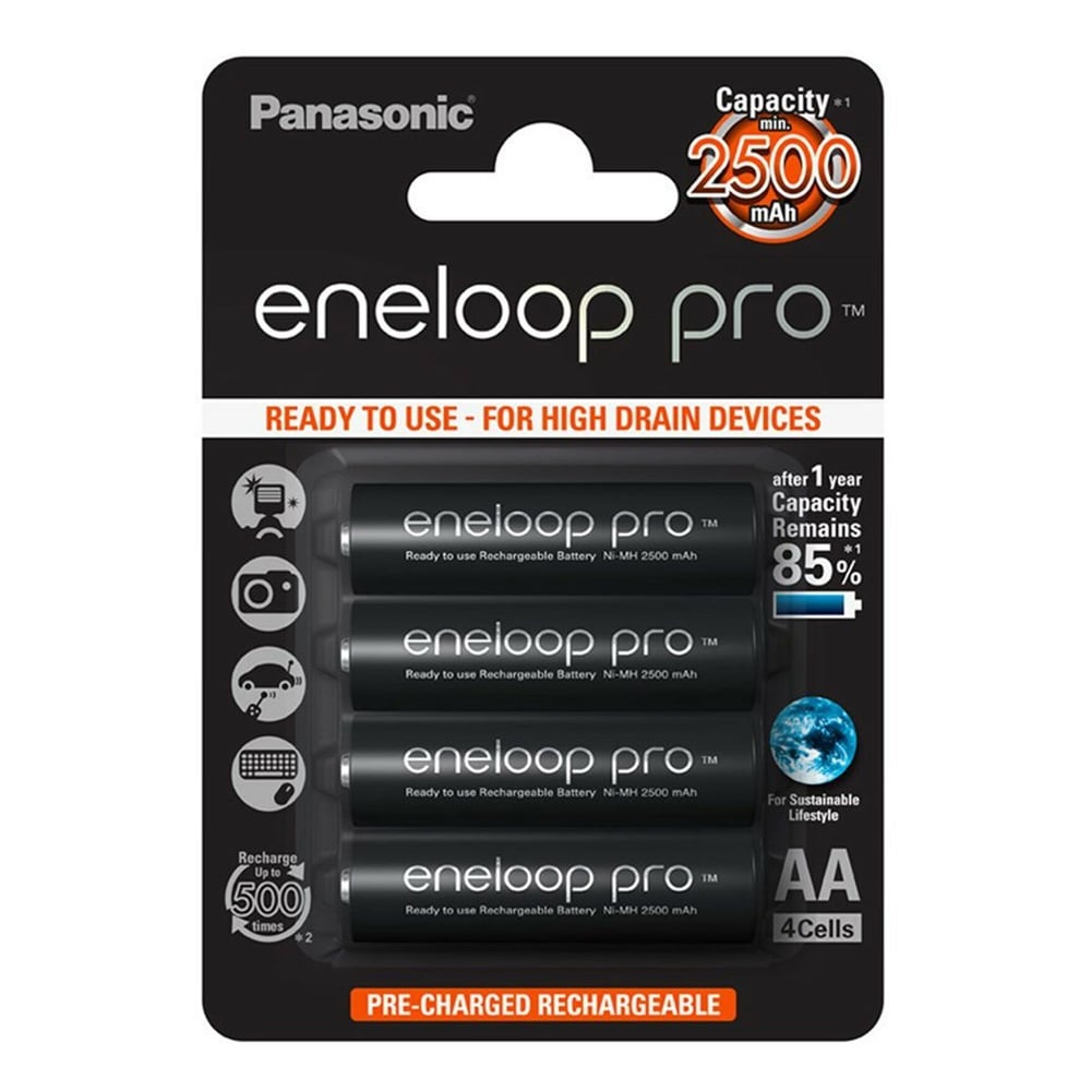 Şarjlı Ni-MH Pil 1.2V AA 2500mAh 4'lü PANASONIC Eneloop Pro BK-3HCDE/4BE