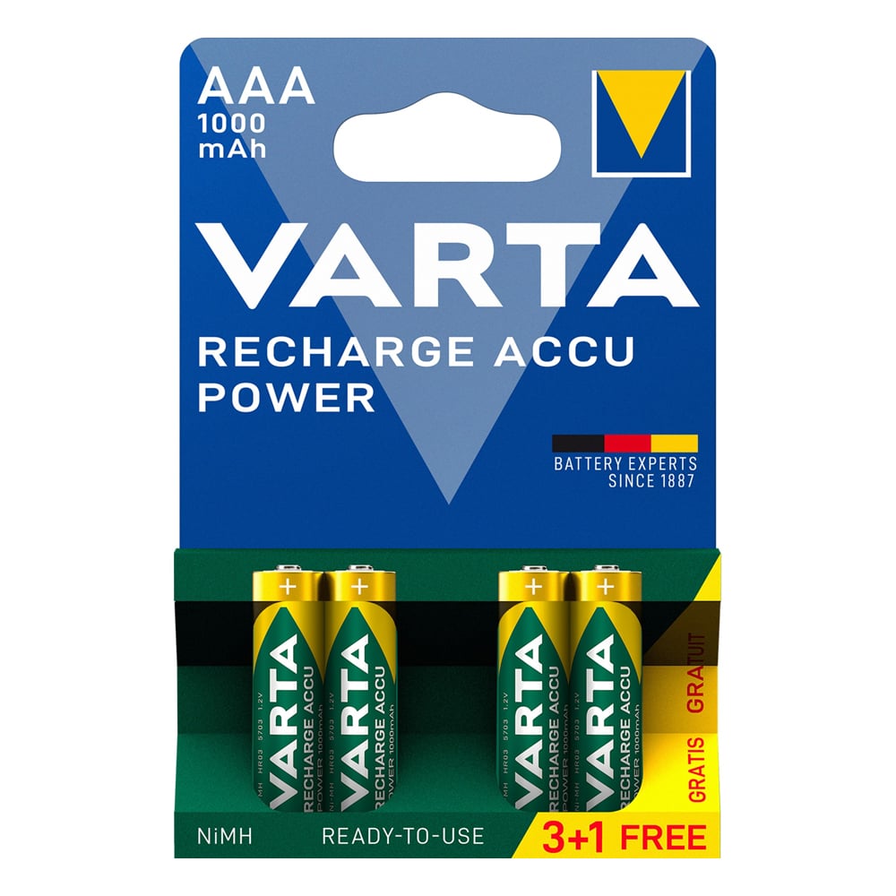 Şarjlı Ni-MH Pil 1.2V AAA 1000mAh 4'lü VARTA 05703301494