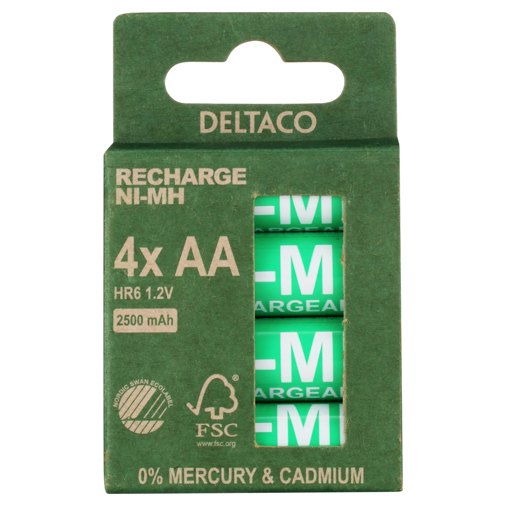 Şarjlı Ni-MH Pil 1.2V AA 2500mAh 4'lü DELTACO ULT-NH2500AA-4P