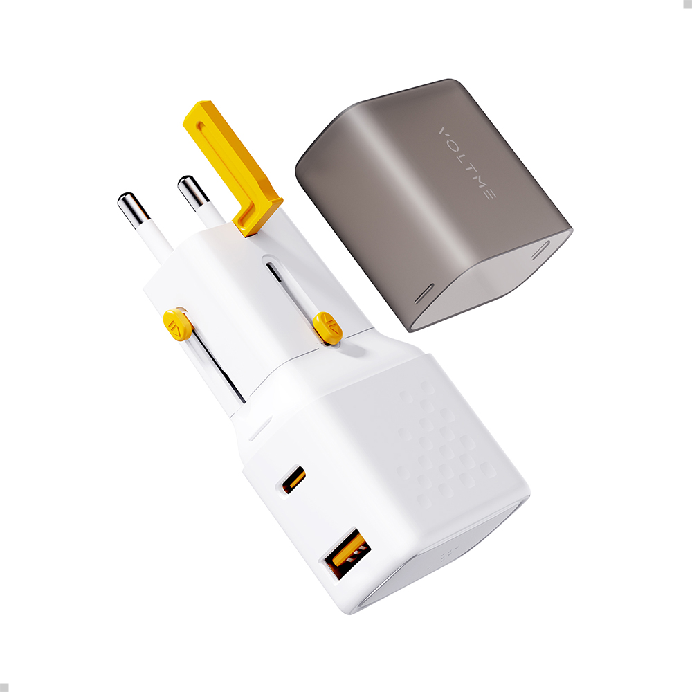 Wall Charger Seyahat Adaptörü 2-yollu 35W GaN VOLTME Vito Go EzTravel F4028 UK / EU / US / AU Beyaz