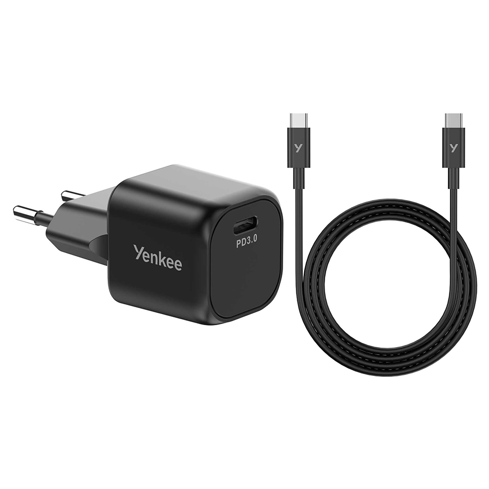 YENKEE YAC G35BK 35W (PD) GaN USB-C Kablo Seti Siyah Duvar Şarj Cihazı