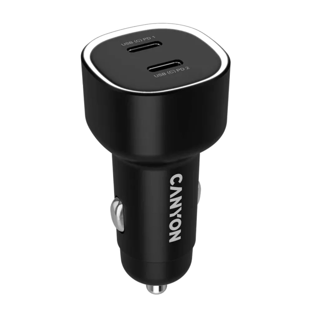 CANYON CNE-CCABR3CC Siyah 2x USB-C 60W (PD) Çift Yönlü Araç Şarj Cihazı