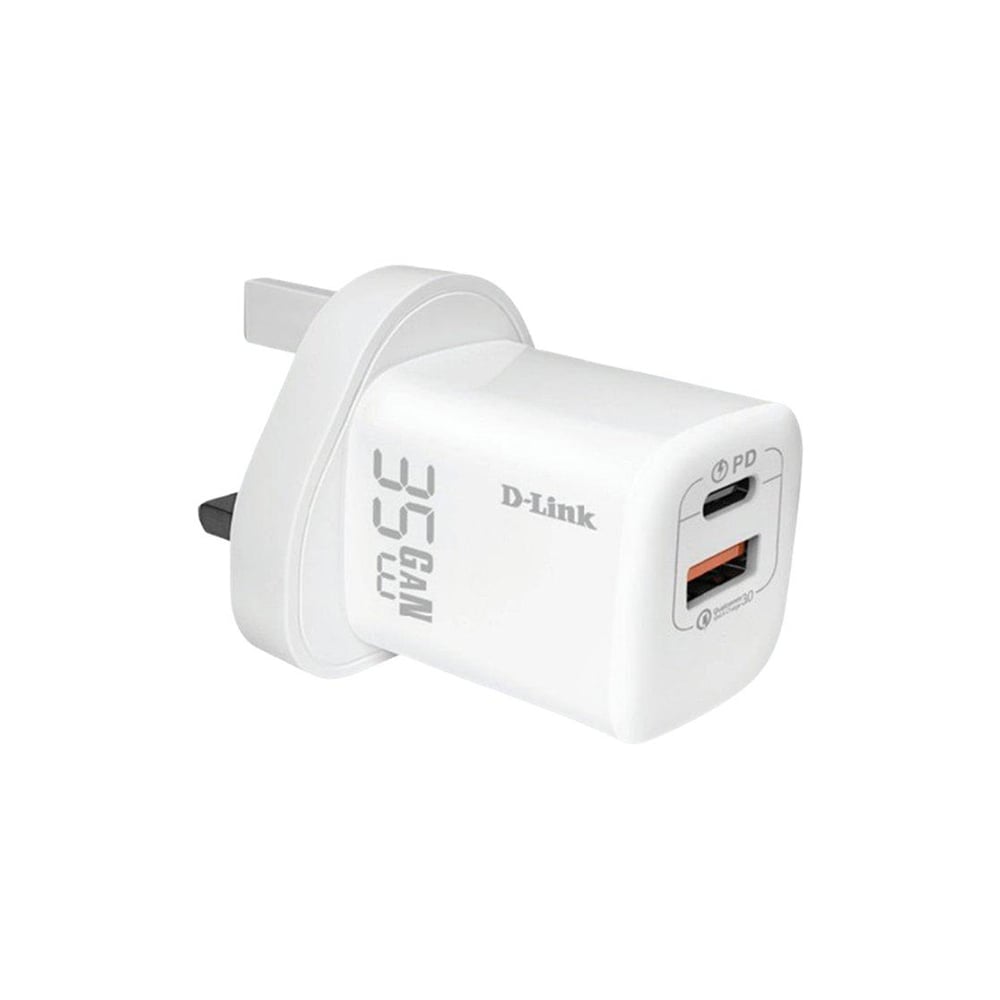 D-LINK DPC-352/B UK Beyaz 35W PD 2 Yönlü GaN USB-A/USB-C Duvar Şarj Cihazı
